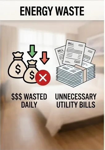 Energy wasted daily on unnecessary utility bills