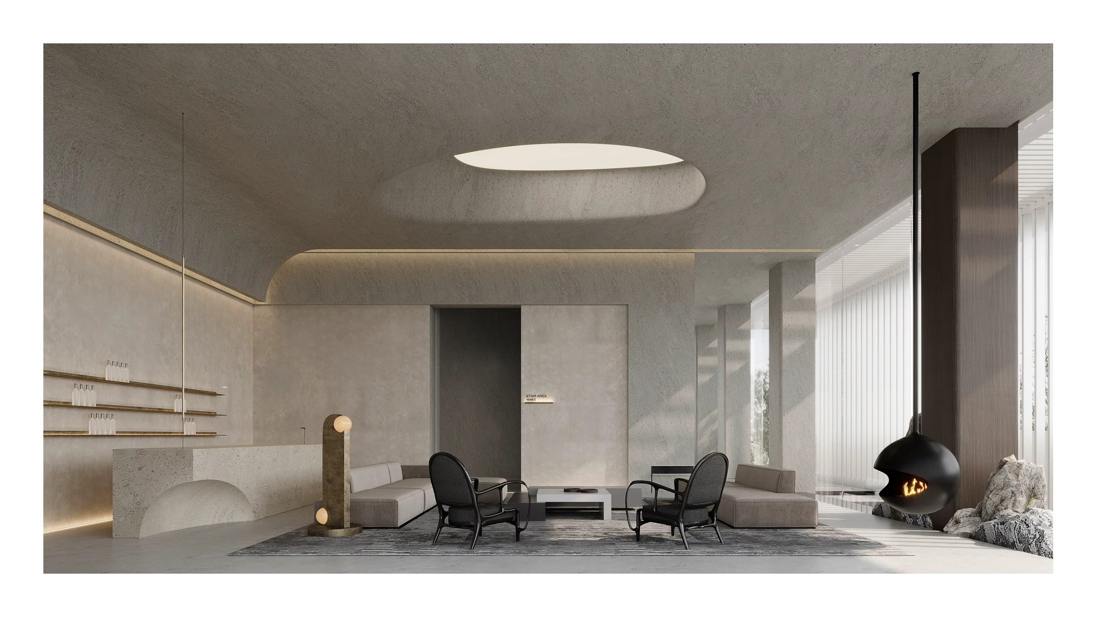 Luxury hotel lobby with smart ambiance